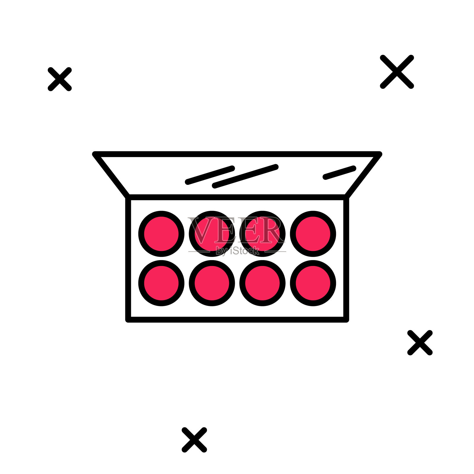 填充轮廓化妆粉与镜像图标孤立在白色背景。向量图标素材