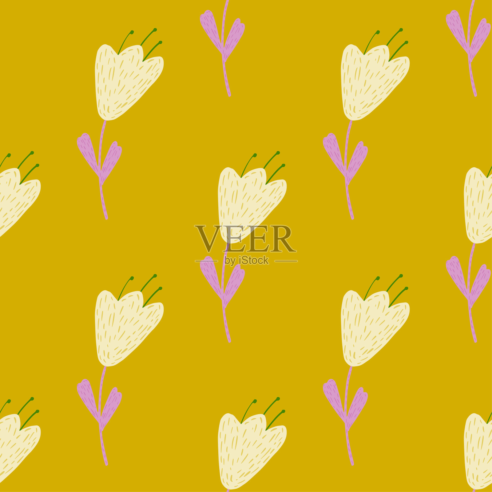 小花无缝图案。的自然图形。插画图片素材