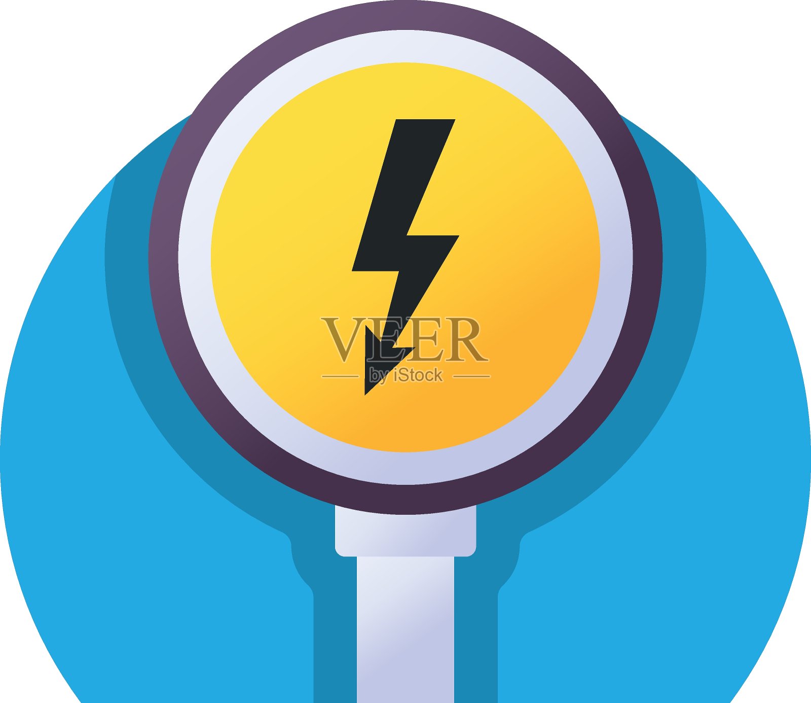 电气危险概念，高压或雷电矢量彩色图标设计，现代交通指导警告标志，监管和识别符号，强制性道路标志股票插图插画图片素材