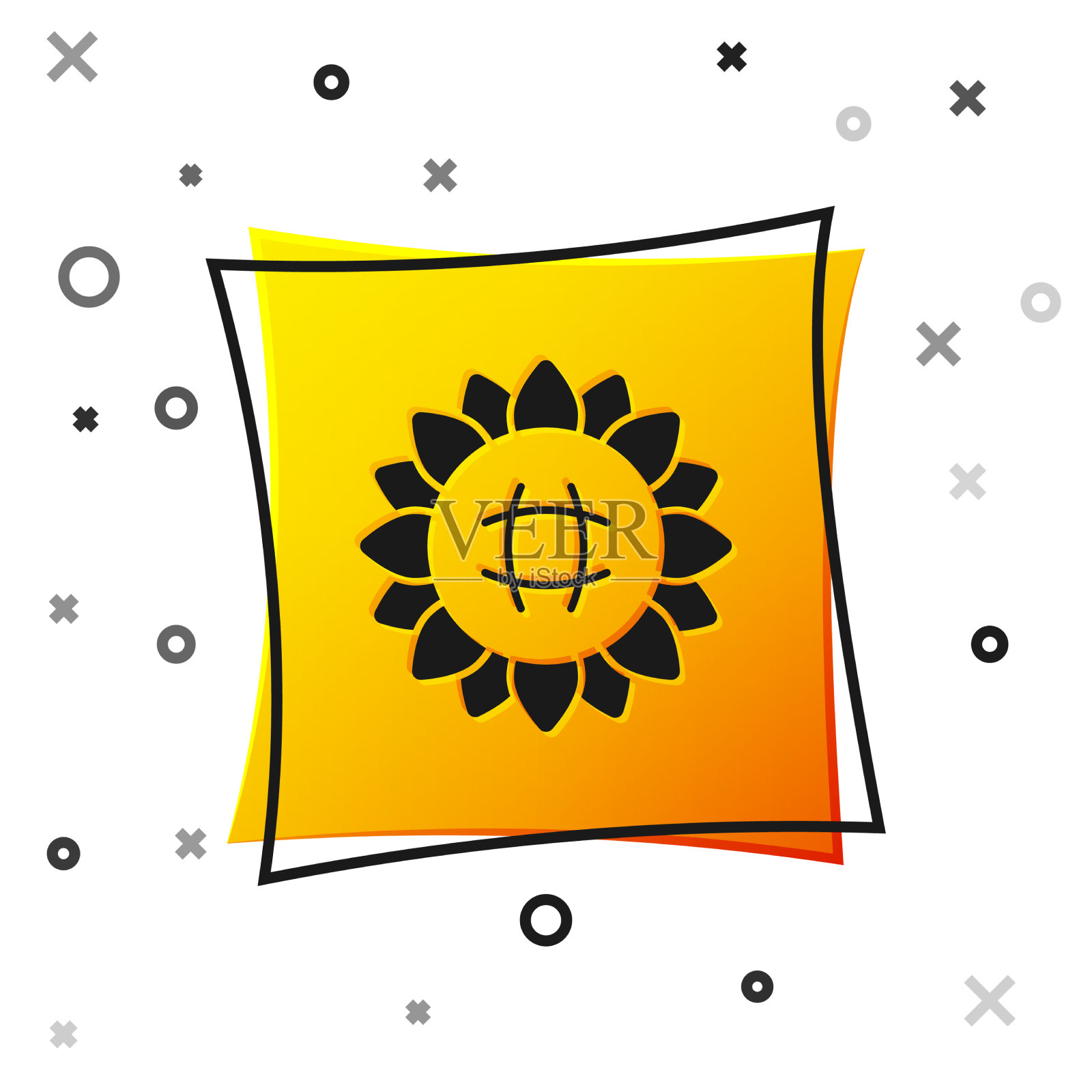 黑色向日葵图标孤立在白色背景上插画图片素材