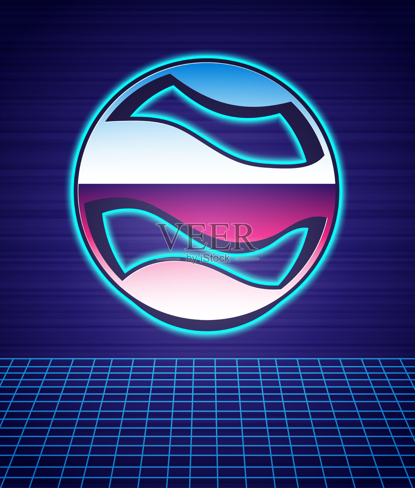 复古风格的星球图标孤立未来插画图片素材