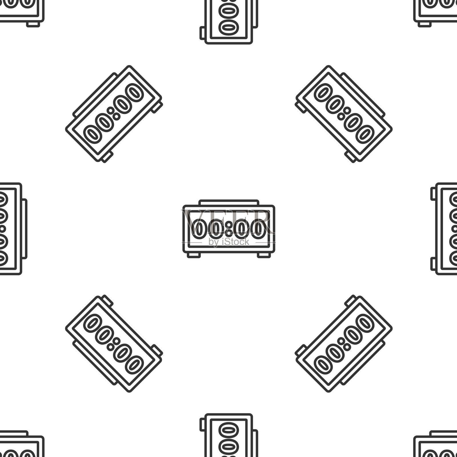 灰线数字闹钟图标隔离插画图片素材