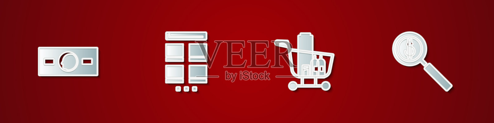 设置纸币现金在线购物移动插画图片素材