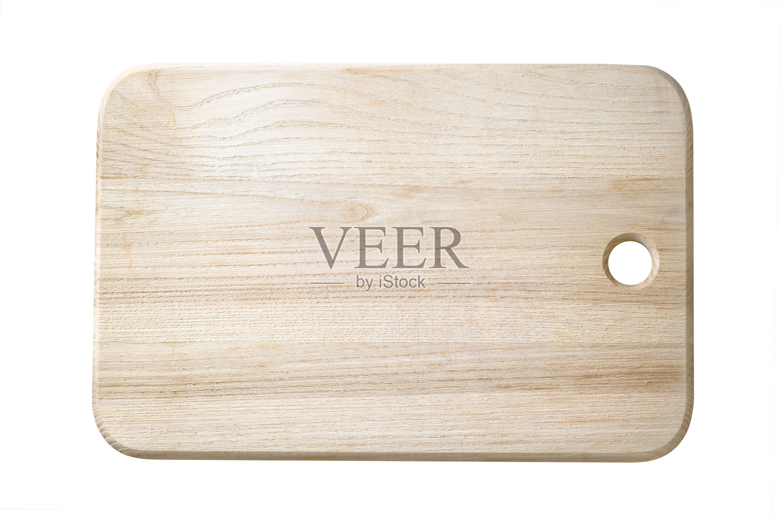 木米色砧板孤立在白色背景上。手工制作的天然材料烹饪设备。俯视图照片摄影图片