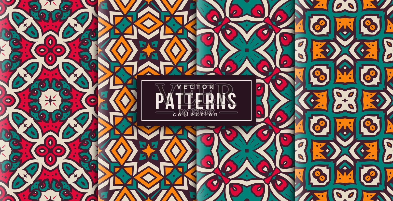 图案装饰风格颜色设置四。无缝背景准备打印插画图片素材