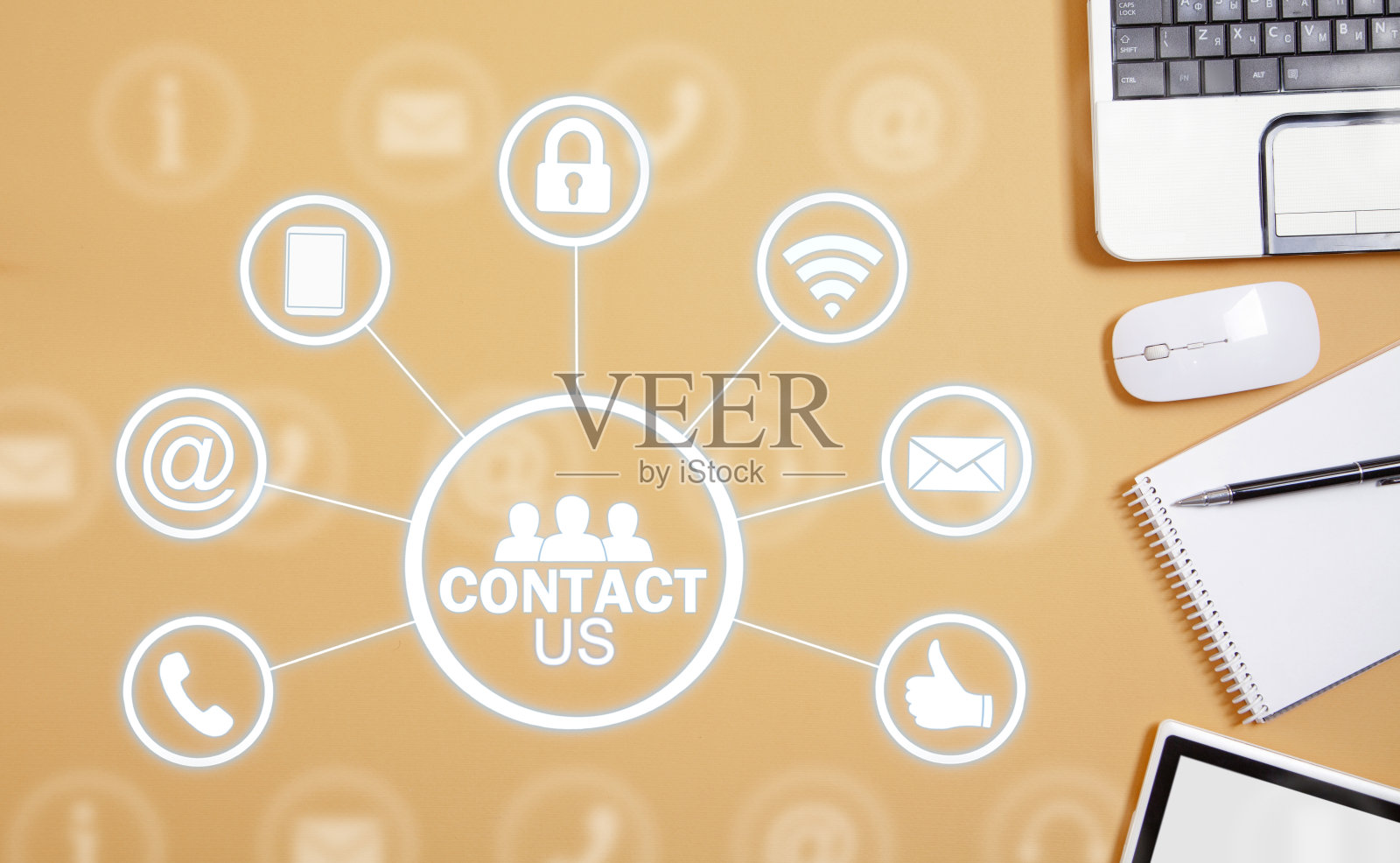 使用业务对象联系我们的概念。客户支持照片摄影图片