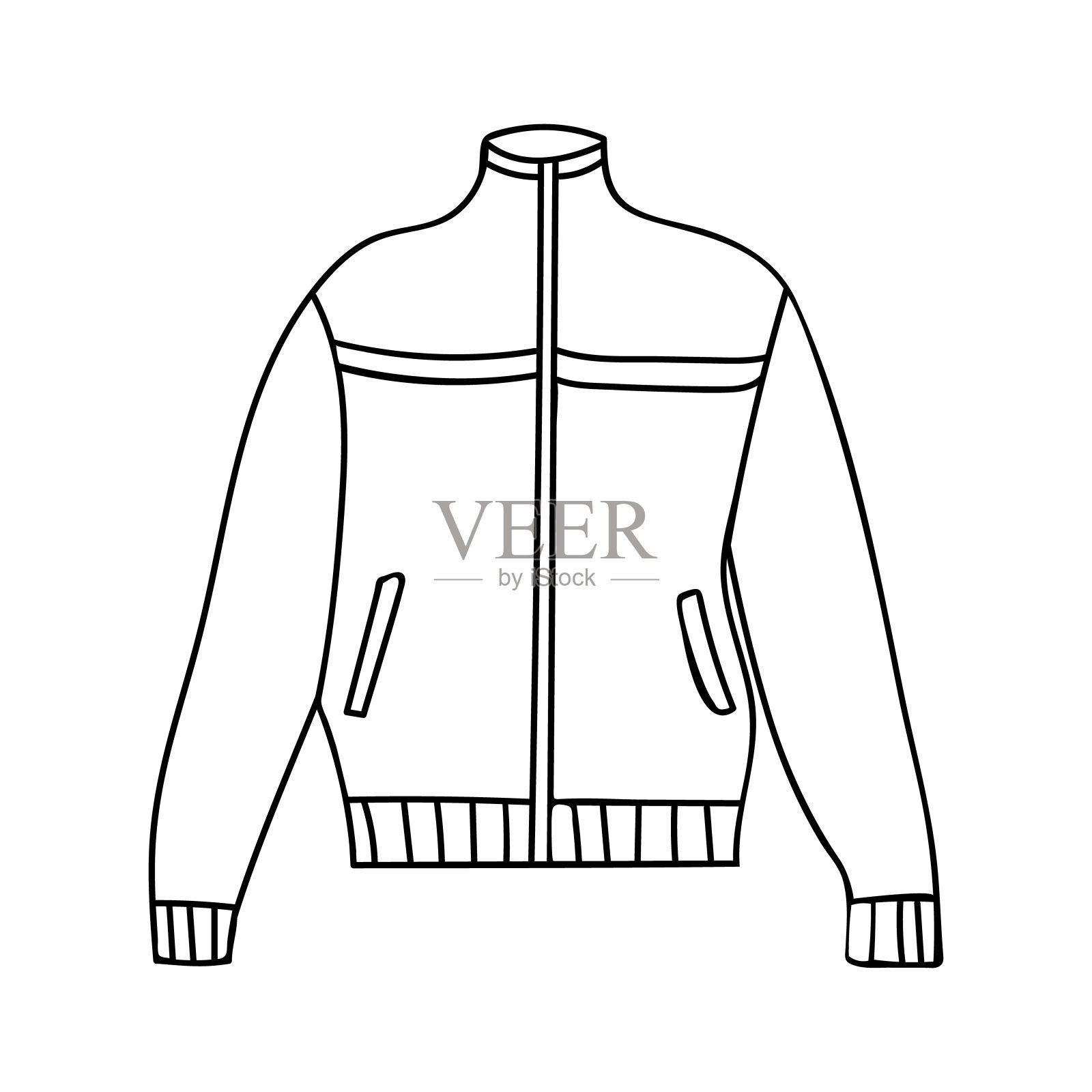 男子运动夹克涂鸦插图在向量。手绘运动夹克图标矢量插画图片素材