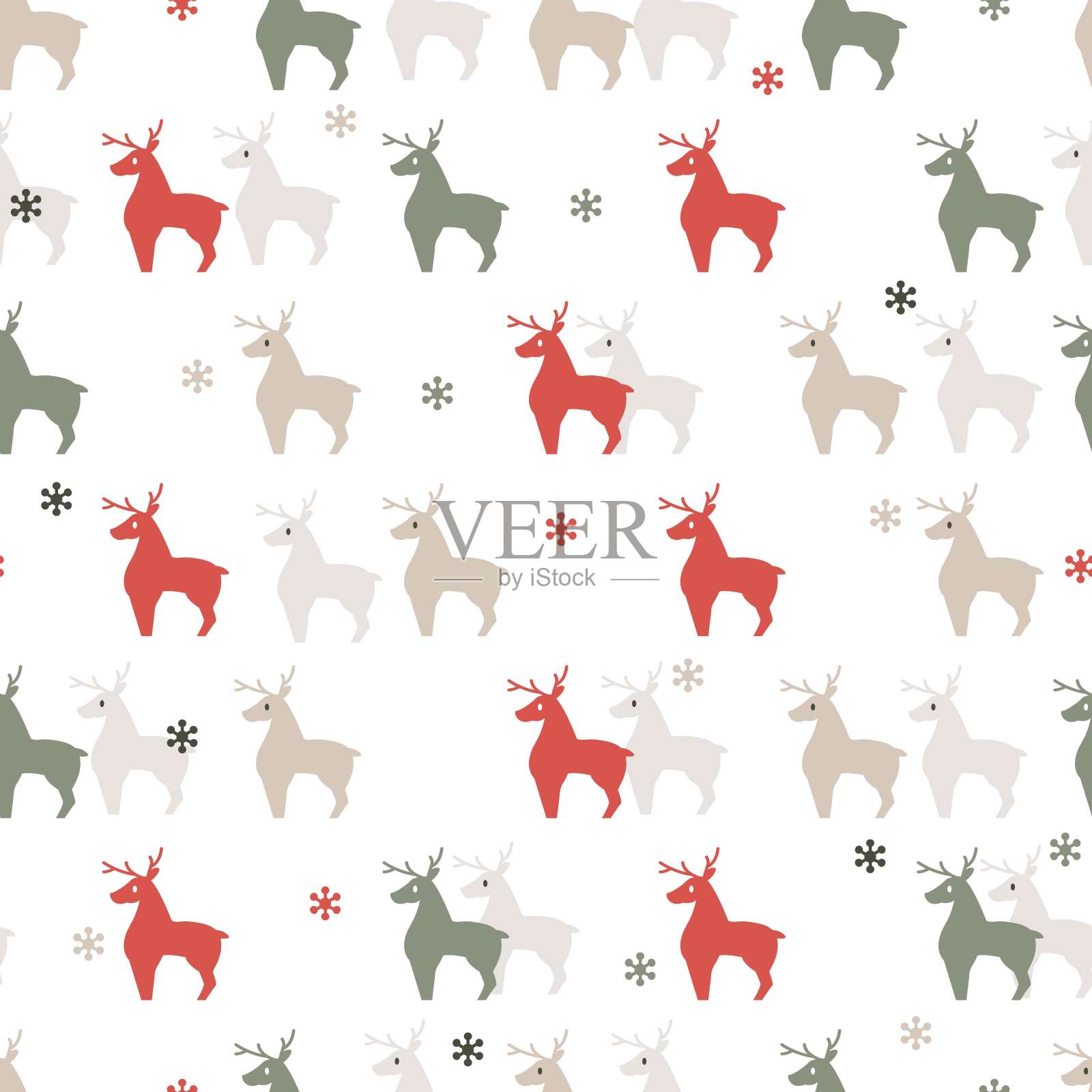 抽象圣诞无缝图案与驯鹿矢量图形剪影艺术插画图片素材