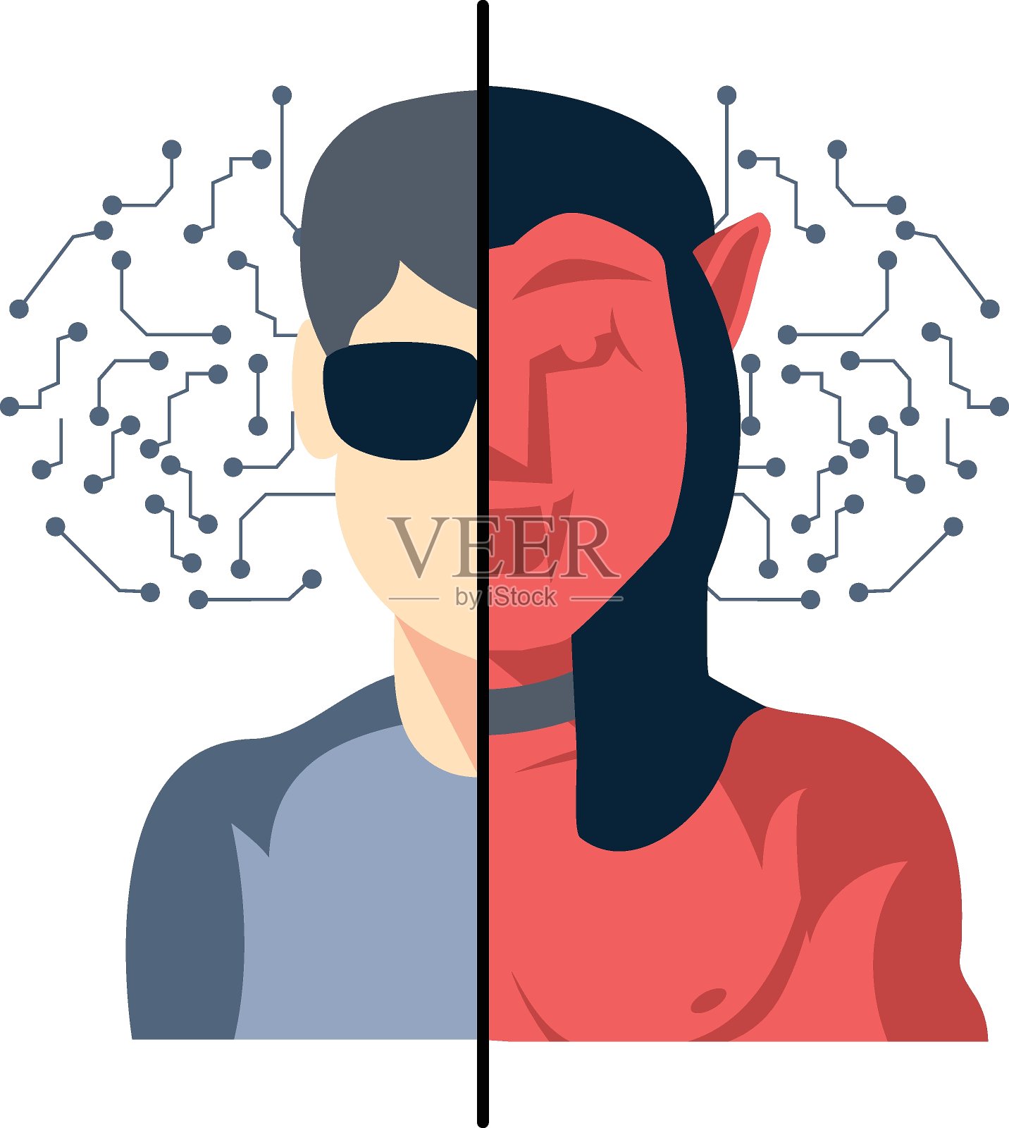 元宇宙化身制作进展概念，存在建筑矢量颜色图标设计，元宇宙符号，持久的虚拟环境符号，未来主义股票插图中的互联网功能插画图片素材