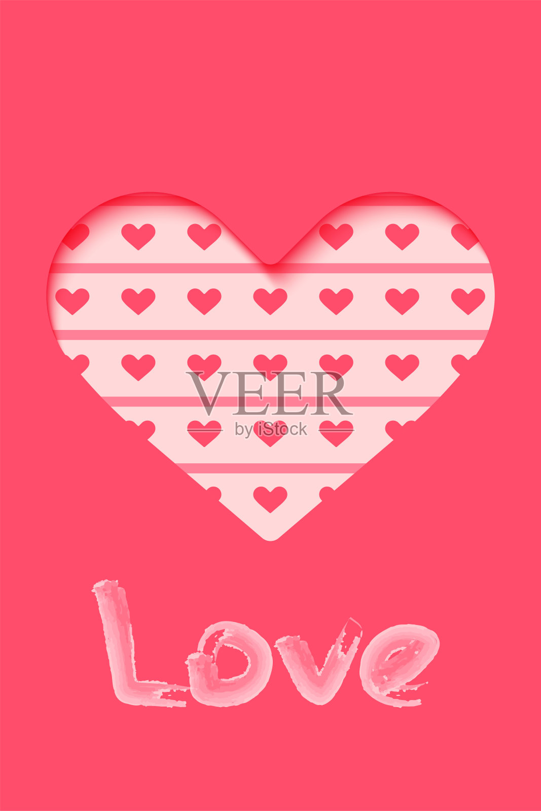 情人节贺卡剪纸风格。矢量插图设计贺卡，婚礼请柬，派对设计。插画图片素材