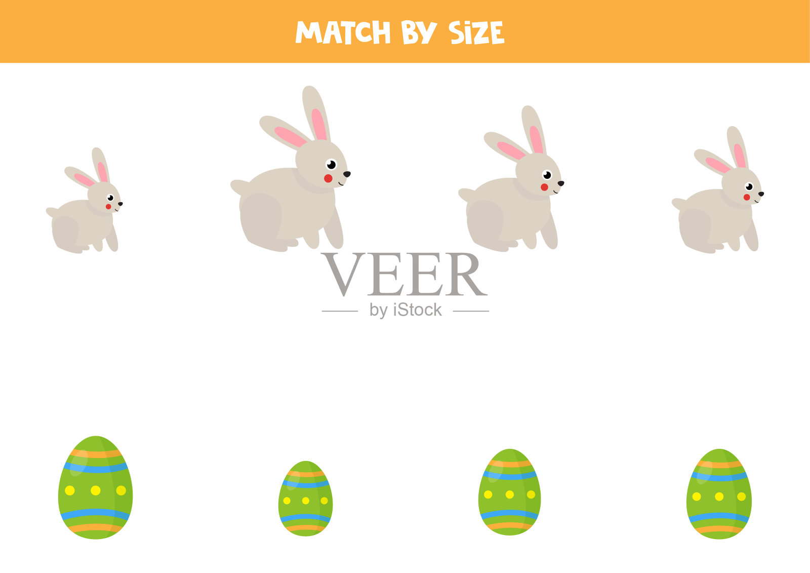 学前儿童配对游戏。根据大小匹配兔子和复活节彩蛋。设计元素图片