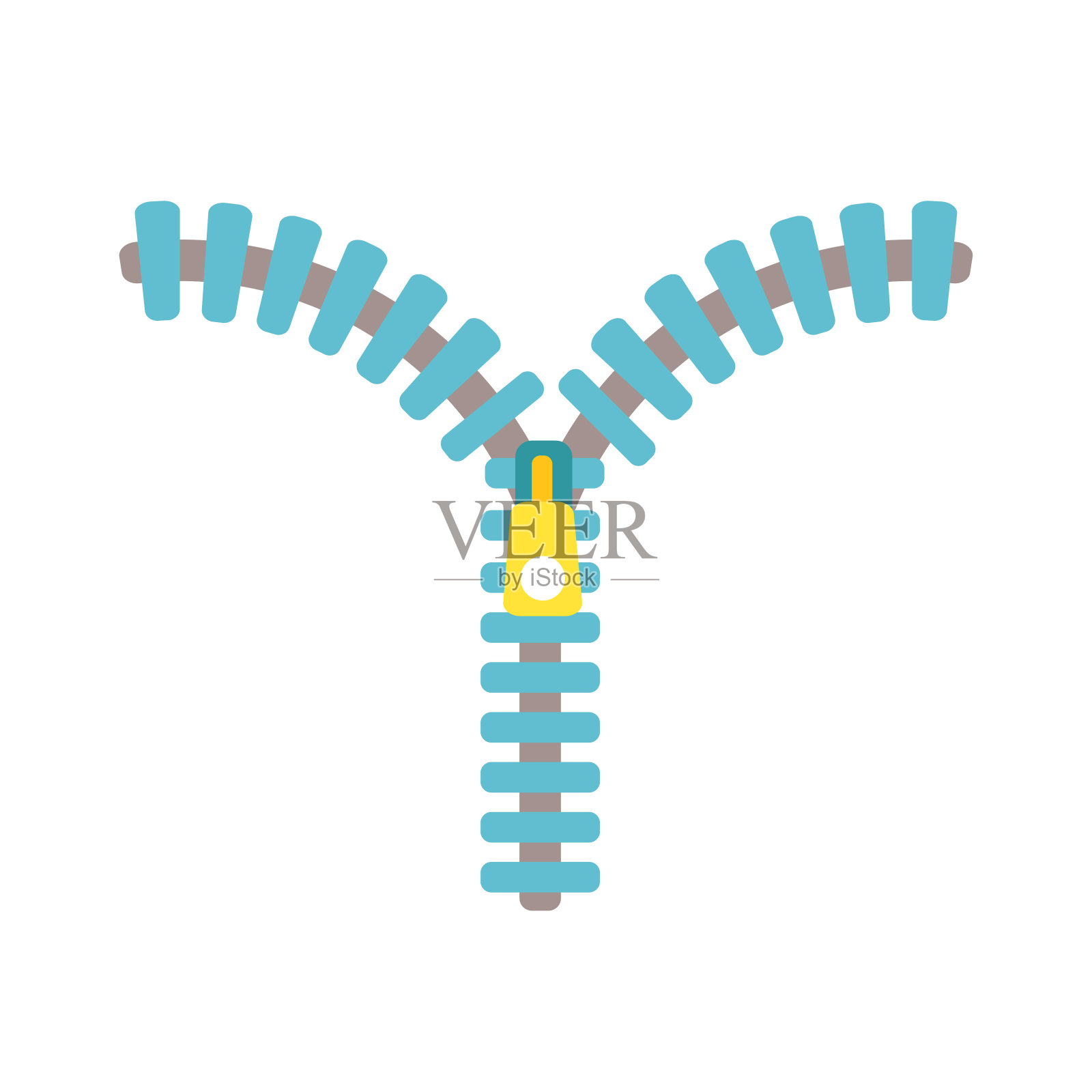 打开拉链孤立在白色背景上。矢量图插画图片素材