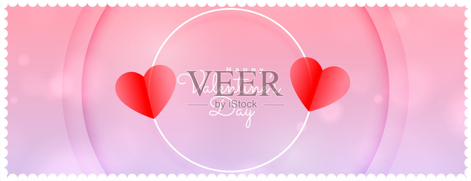 快乐的情人节纸红色的心在粉红色的背景设计模板素材