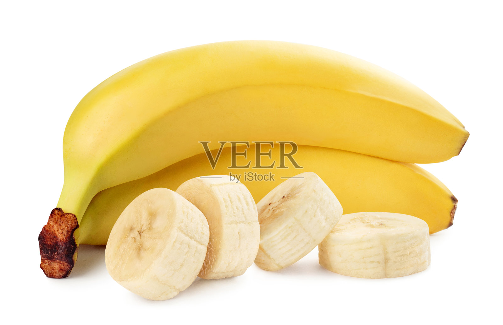 熟透的香蕉和白色的切片照片摄影图片