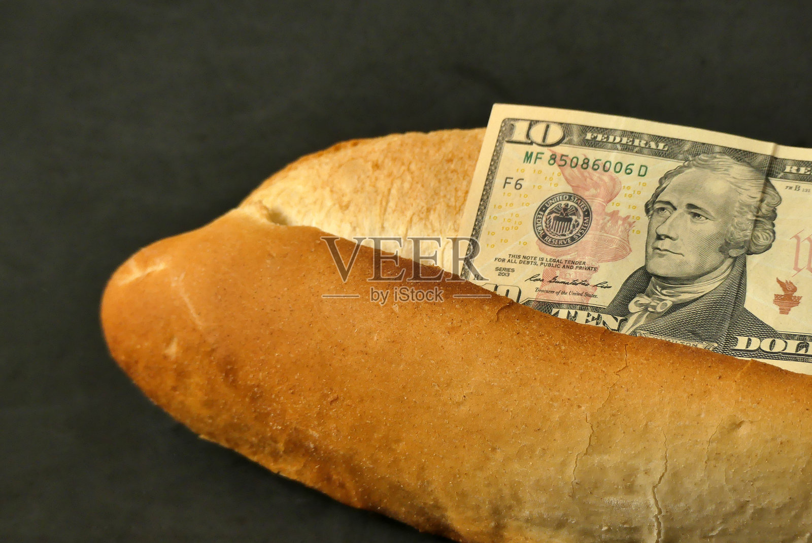 2022年世界经济危机，面包价格上涨，美国面包价格上涨10美元，通货膨胀。照片摄影图片