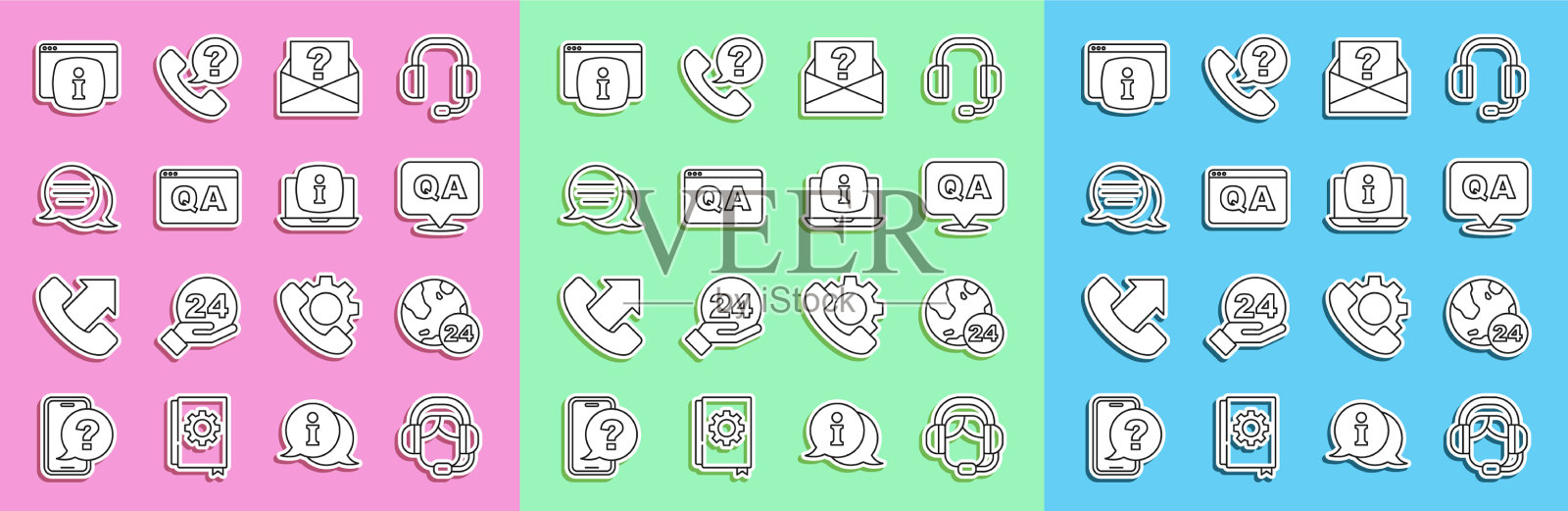 设置线路的女人用头戴式电话24小时图标素材