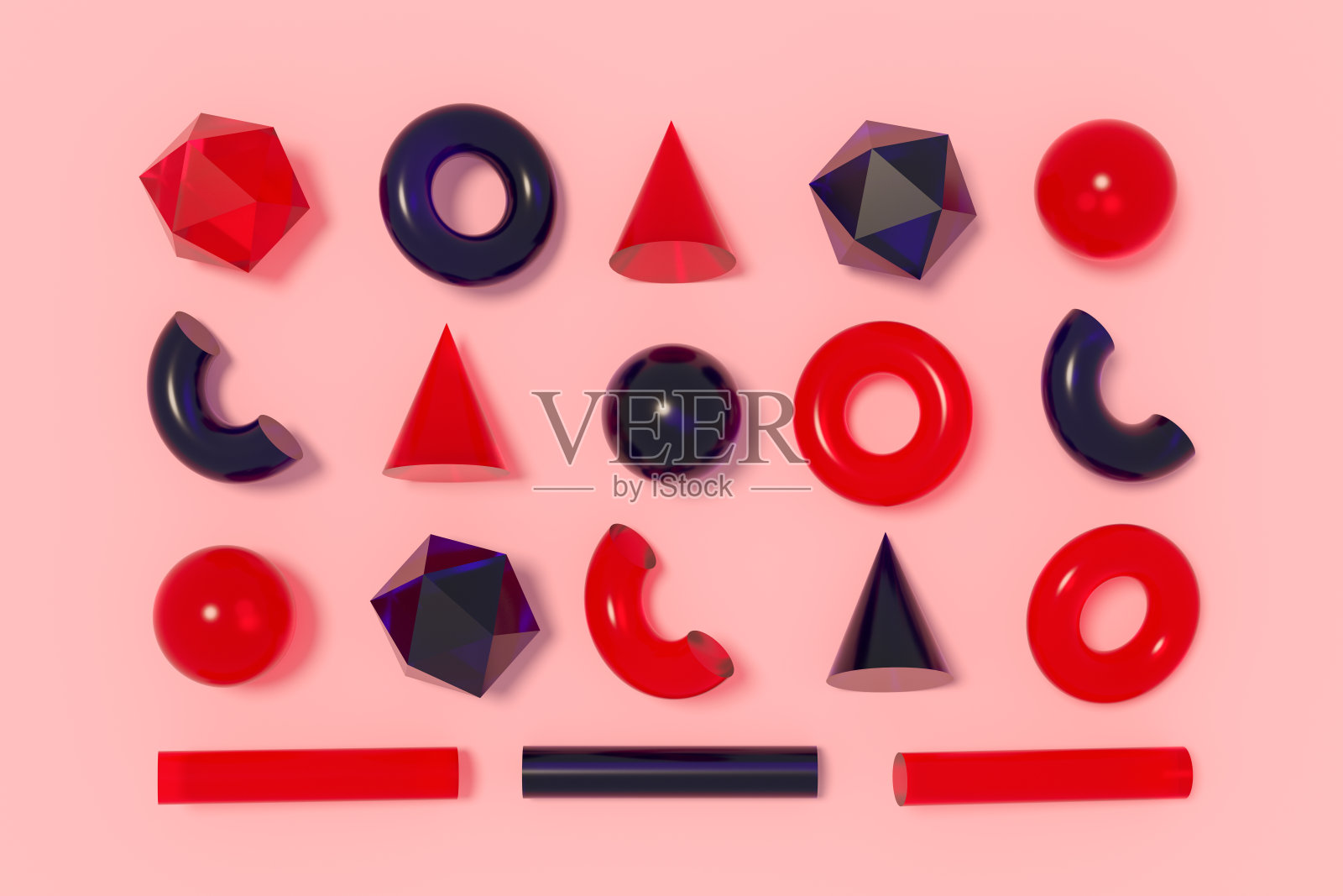 抽象三维渲染原语玻璃透明几何形状的背景照片摄影图片