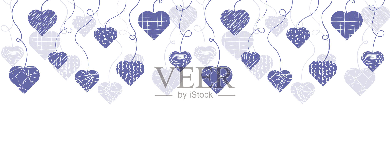 可爱的手绘涂鸦心形水平无缝图案，浪漫的背景。可爱的手绘心形背景。母亲节和妇女节。矢量图插画图片素材