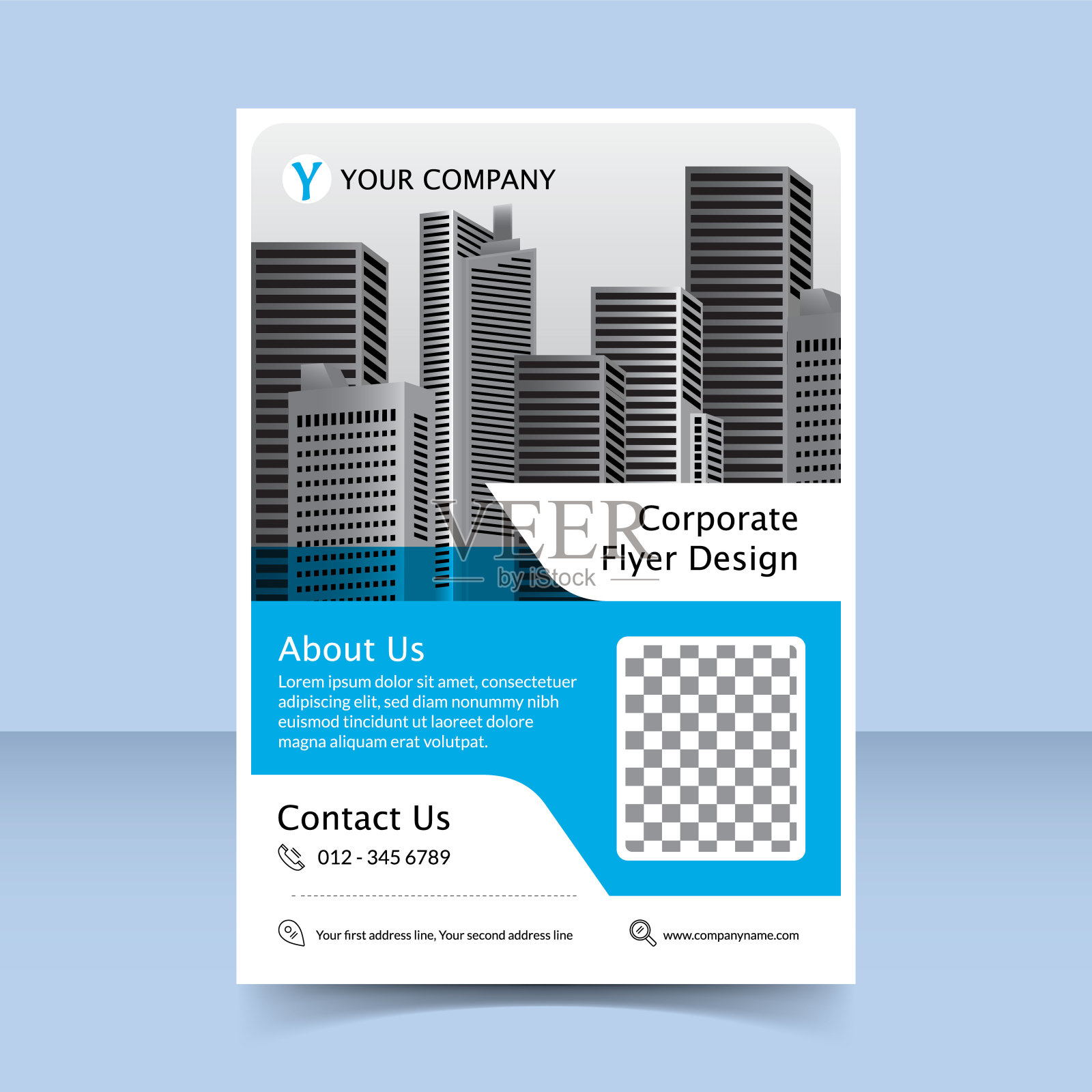 简单的蓝色企业传单模板设计设计模板素材