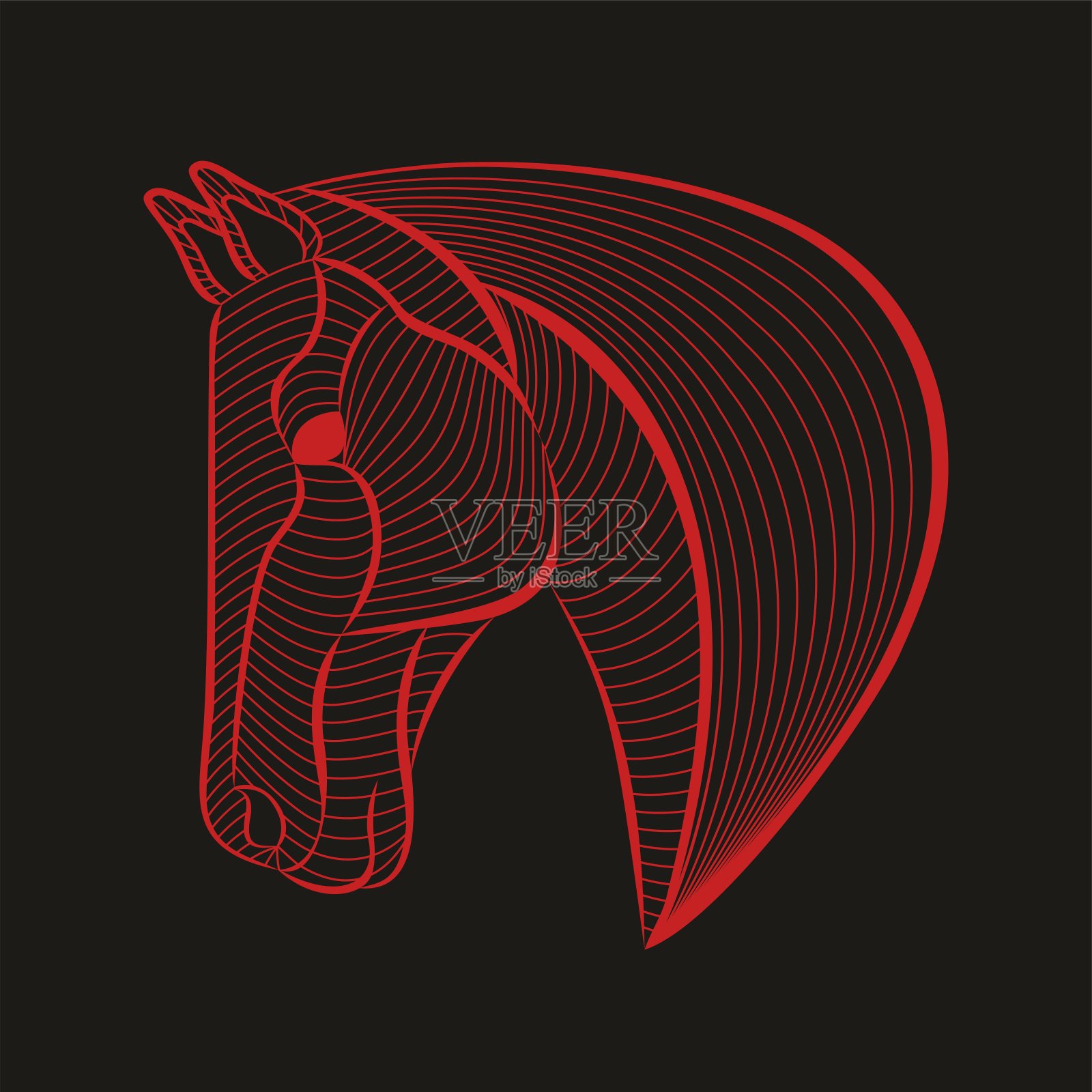 马头线条艺术设计。矢量插图。插画图片素材