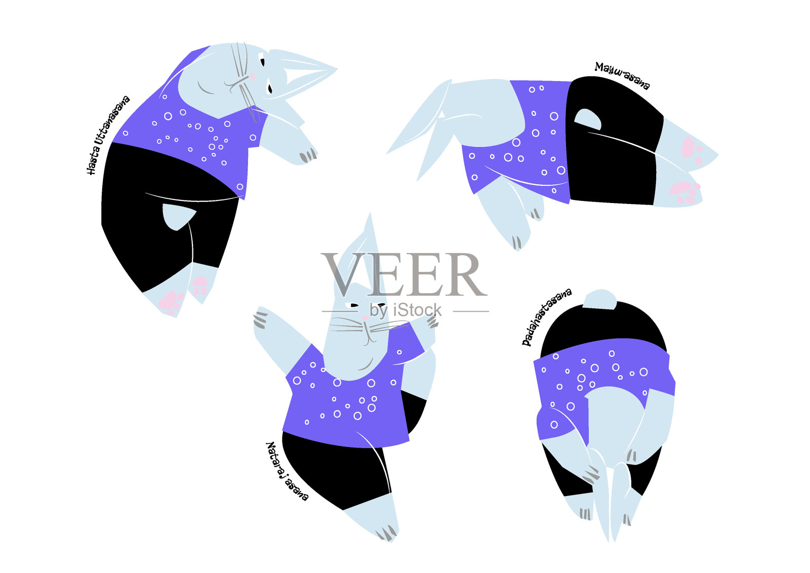 兔子做瑜伽体式插画图片素材