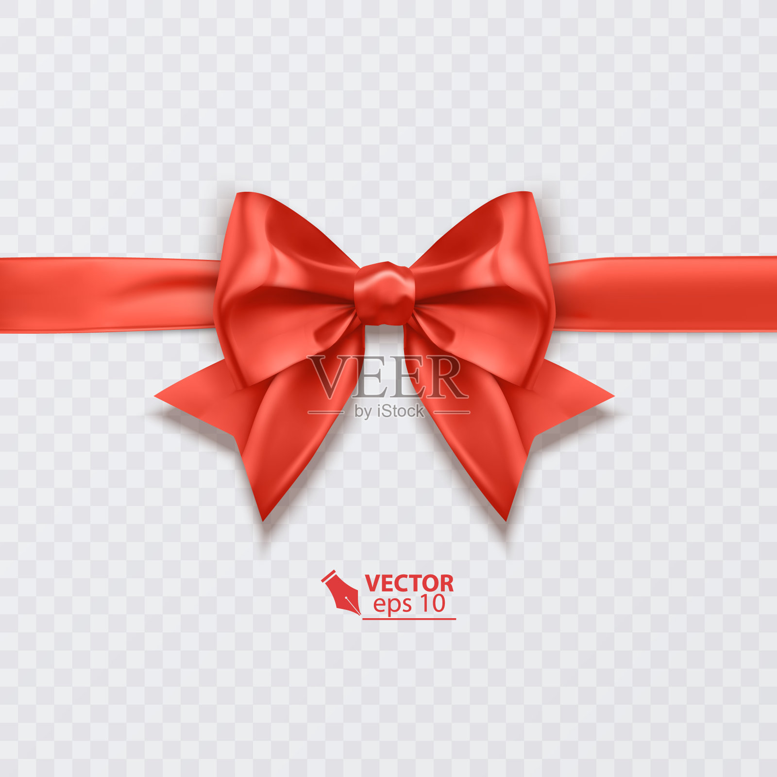 闪亮的红色缎带在白色的背景。向量红色蝴蝶结。红色的蝴蝶结和红色的丝带。插画图片素材