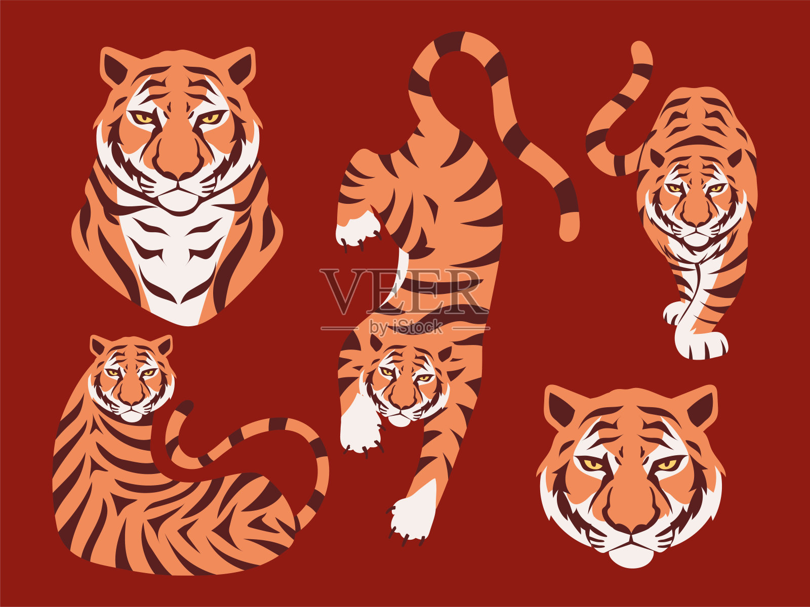 图标设置老虎插画图片素材