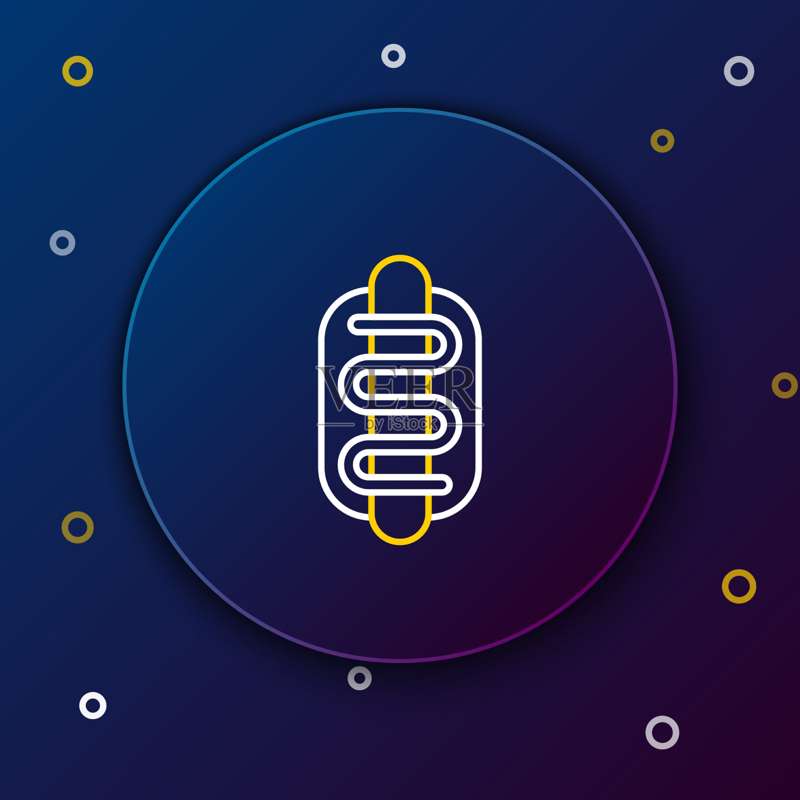 线热狗三明治图标孤立在蓝色上插画图片素材