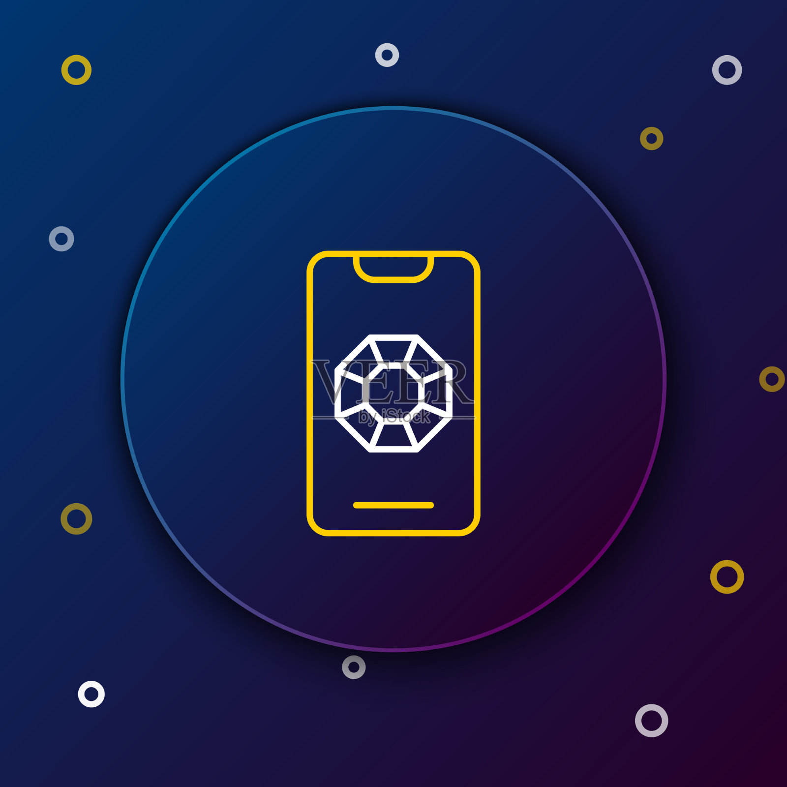 线上珠宝在线购物图标孤立在蓝色插画图片素材