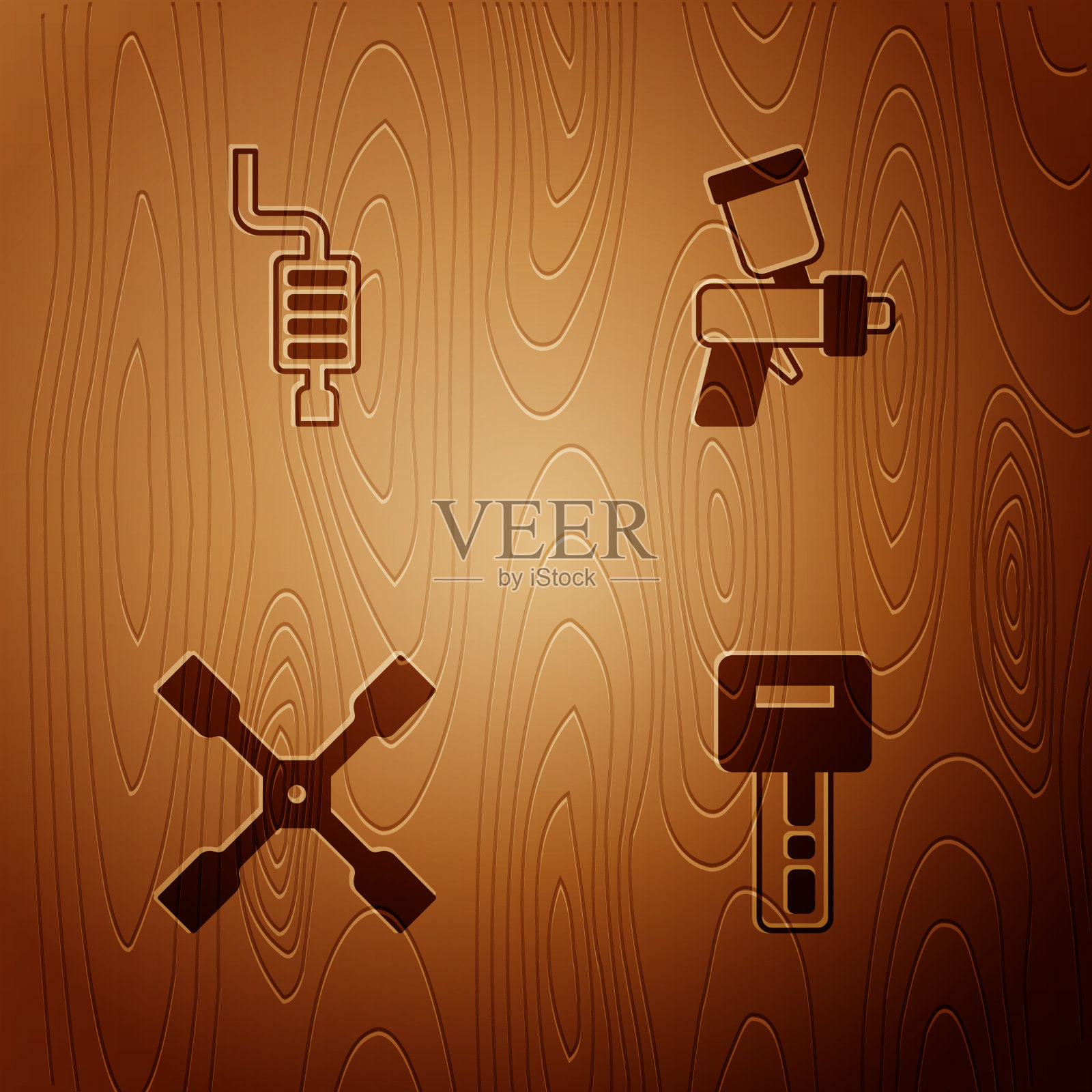 用遥控消声器、车轮扳手和图标素材