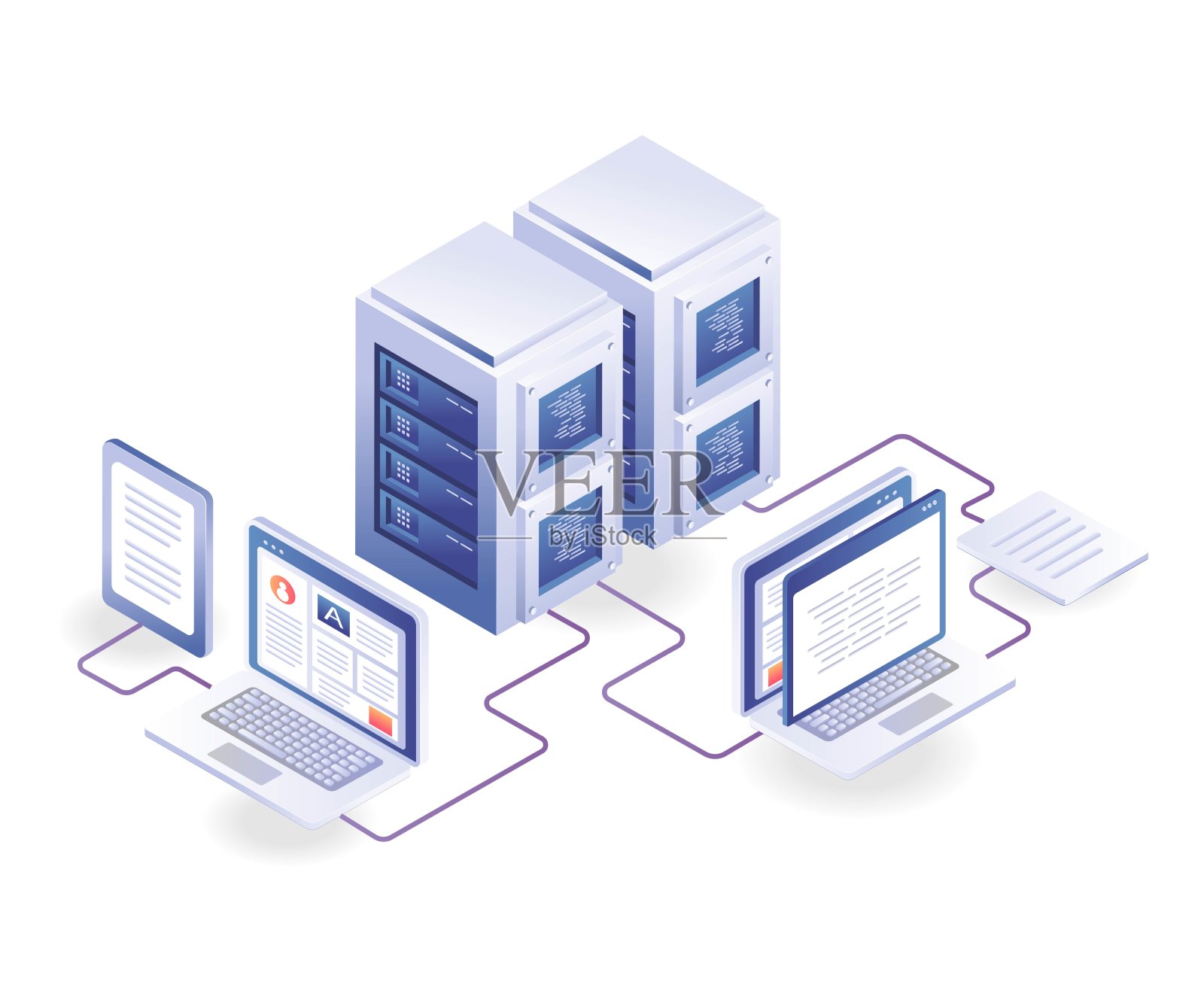 计算机网络服务器数据插画图片素材