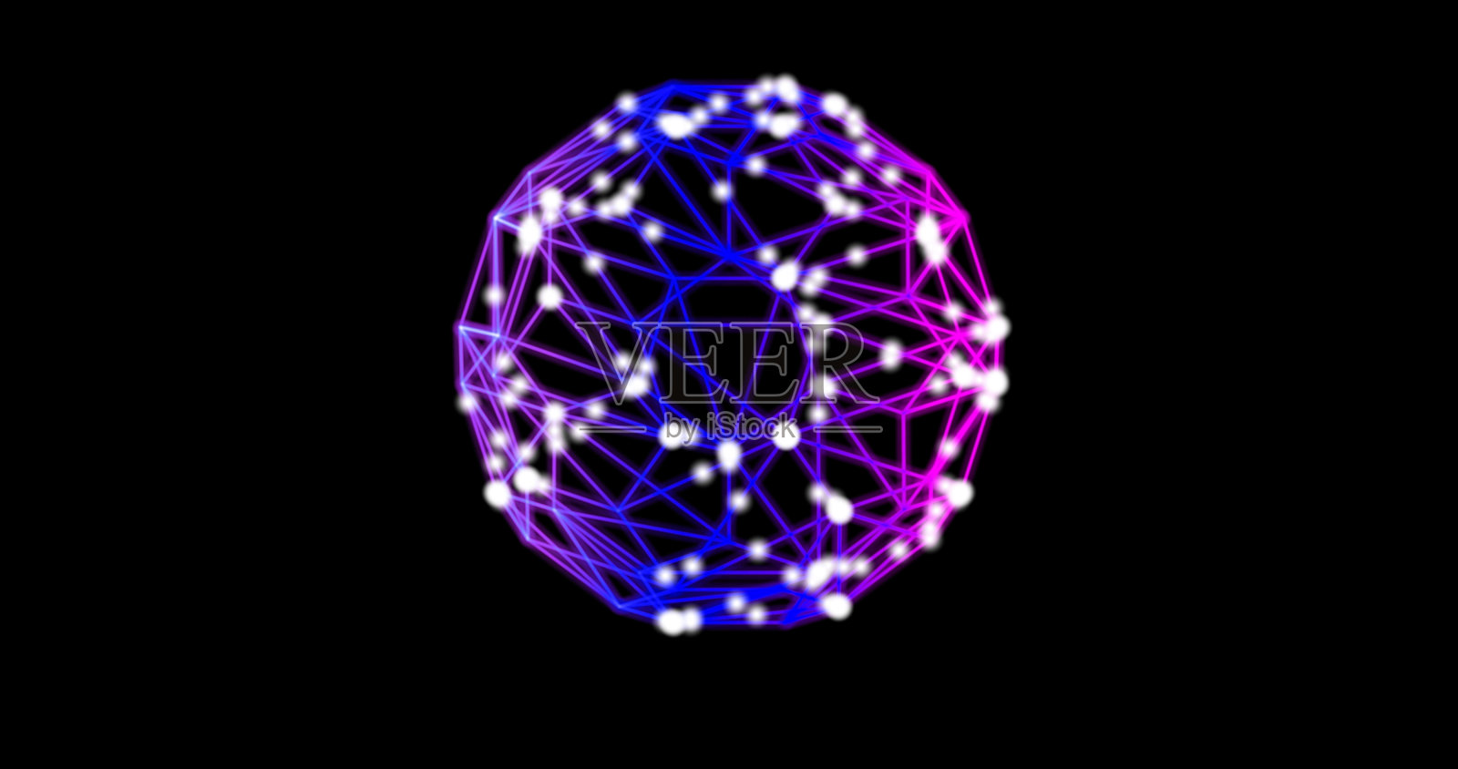 抽象技术蓝粉、淡紫色、紫色、球体背景由线、点、粒子组成。混合模式插画图片素材