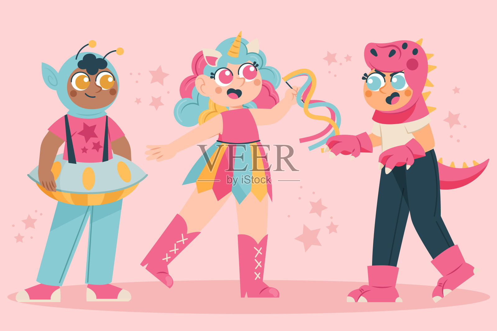 平面嘉年华服装设置矢量插图插画图片素材