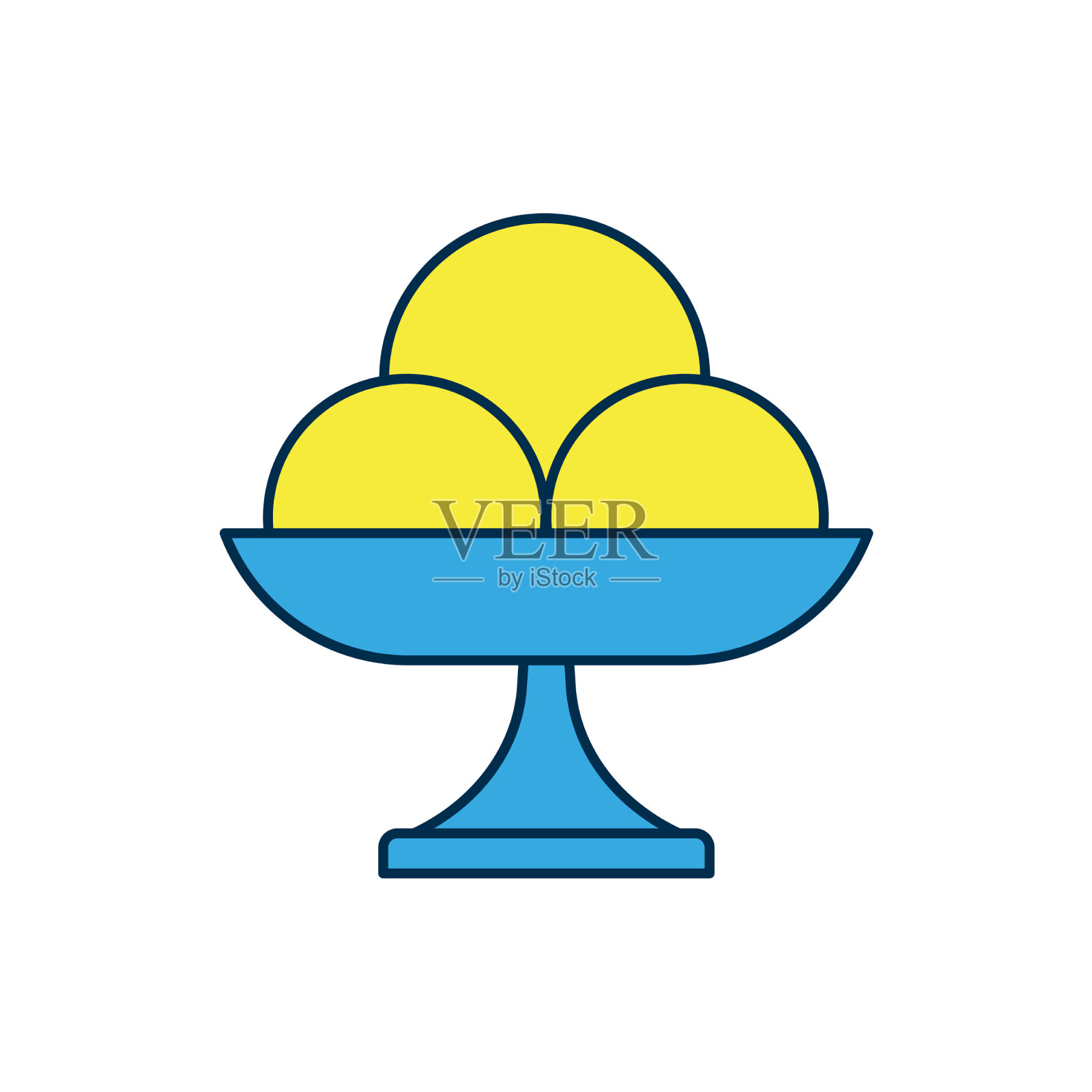 填充轮廓冰淇淋在碗图标孤立插画图片素材