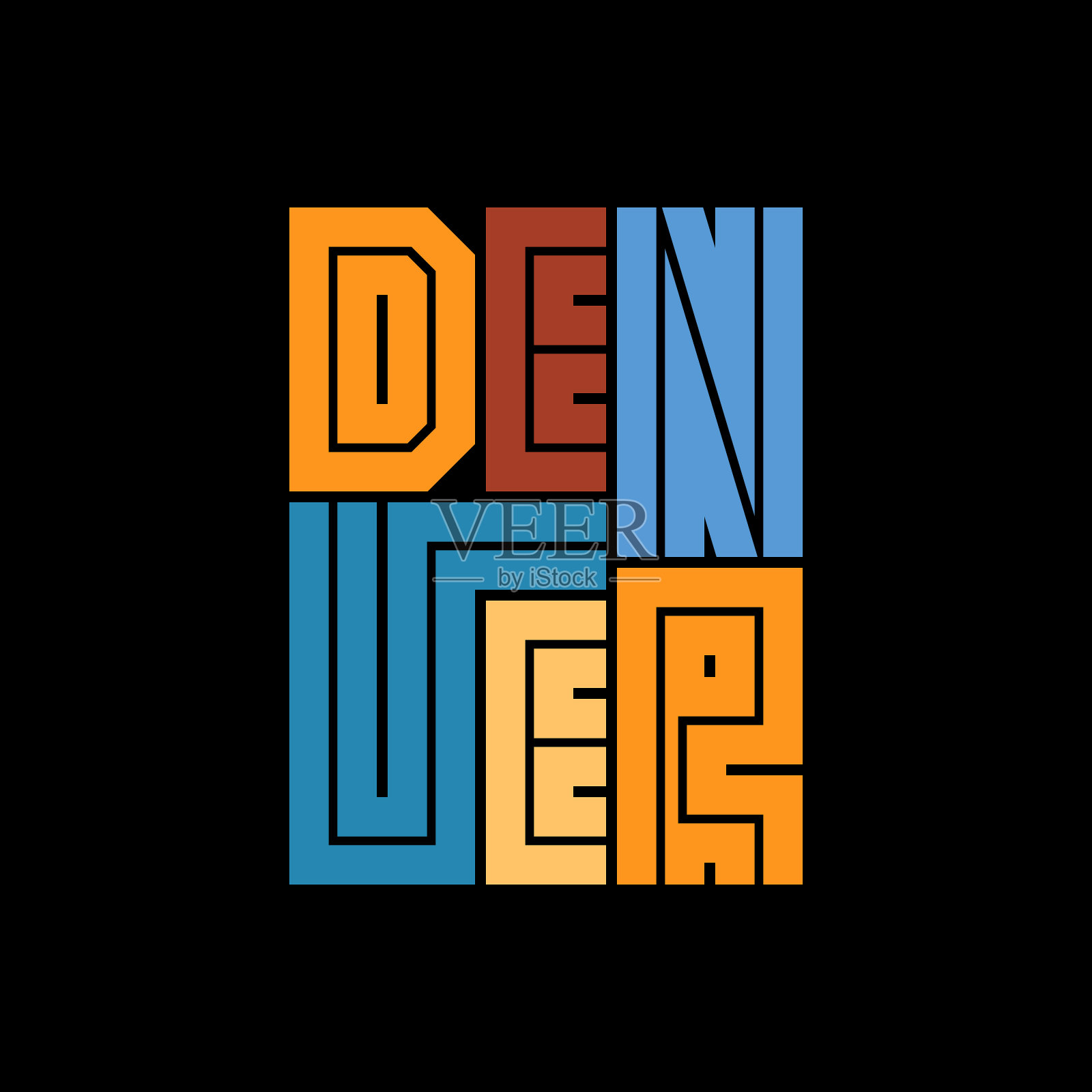 丹佛印刷海报。t恤时装设计。插画图片素材