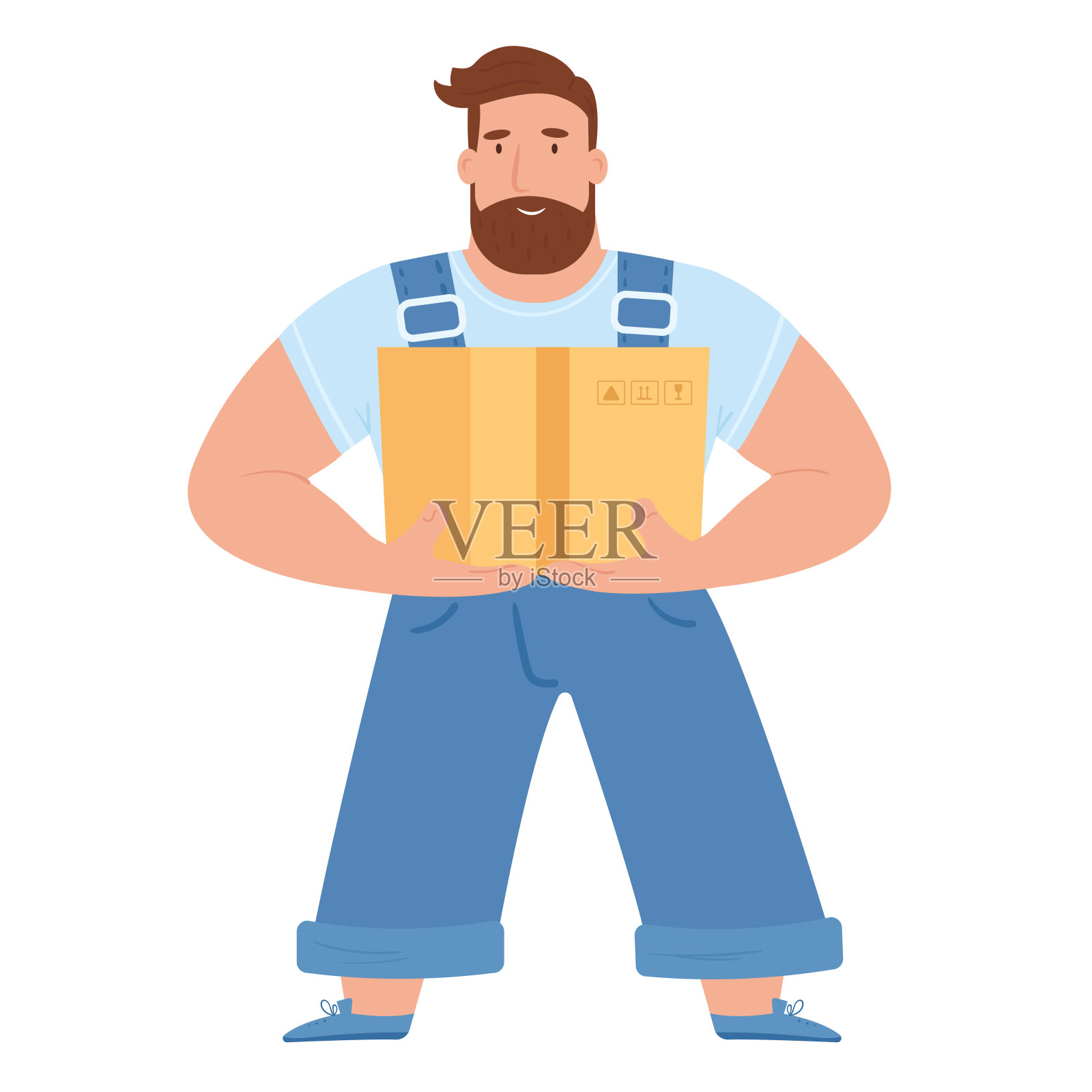 装载机与盒子插画图片素材