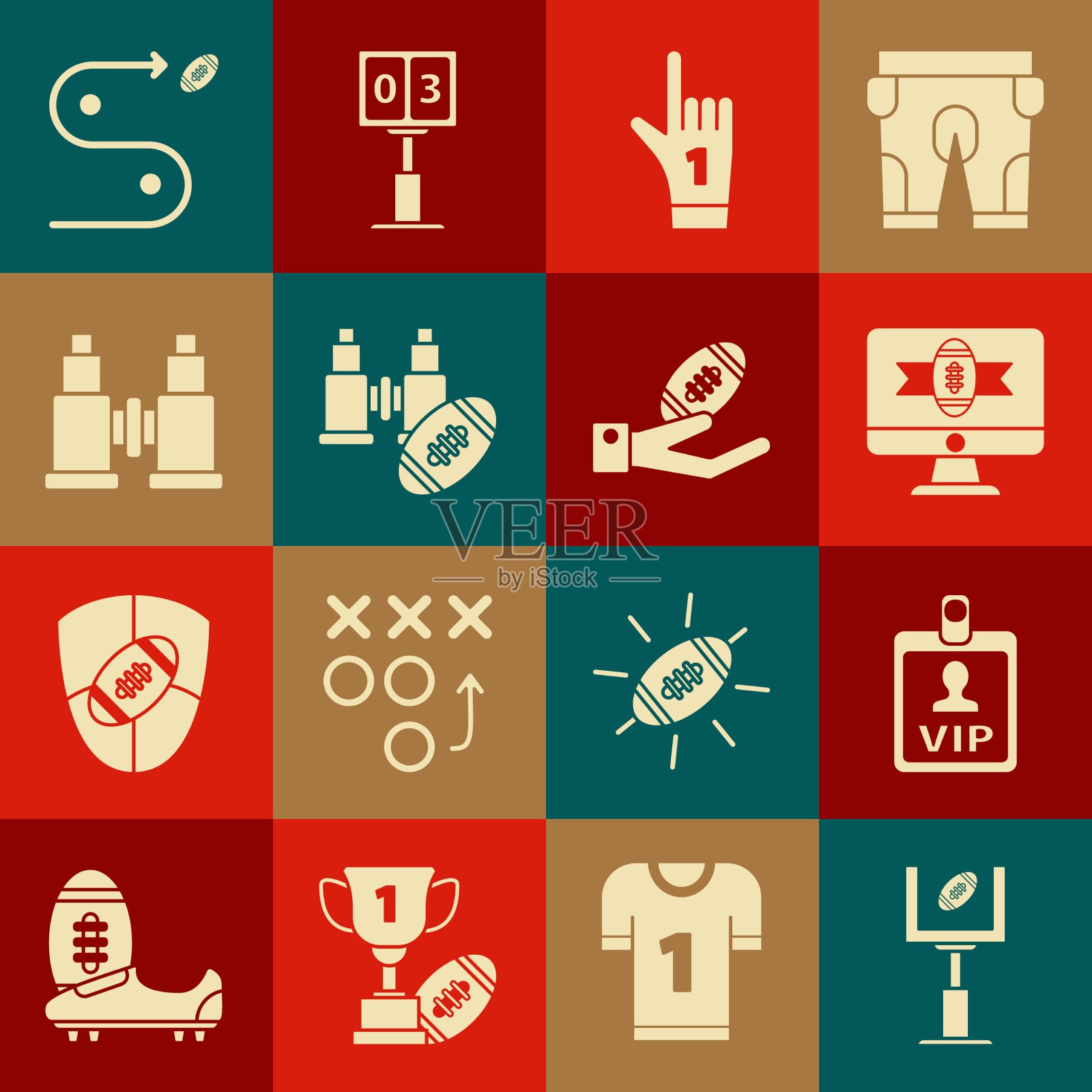 设置美式足球门柱和足球图标素材