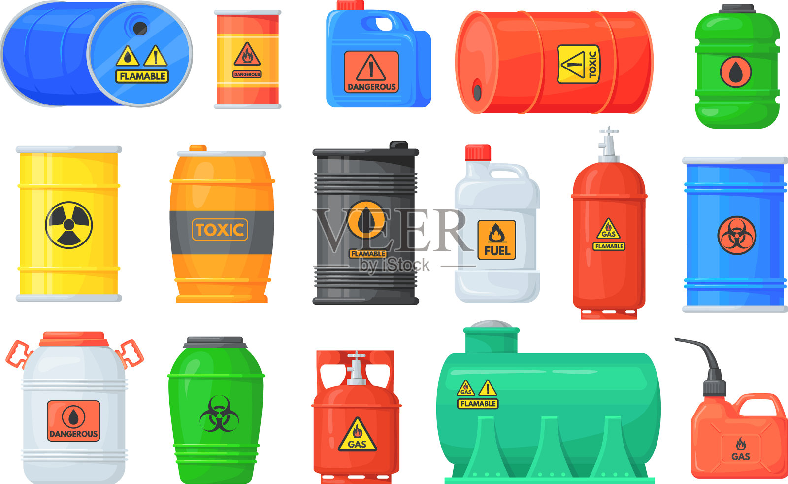 易燃废料安全用桶装插画图片素材