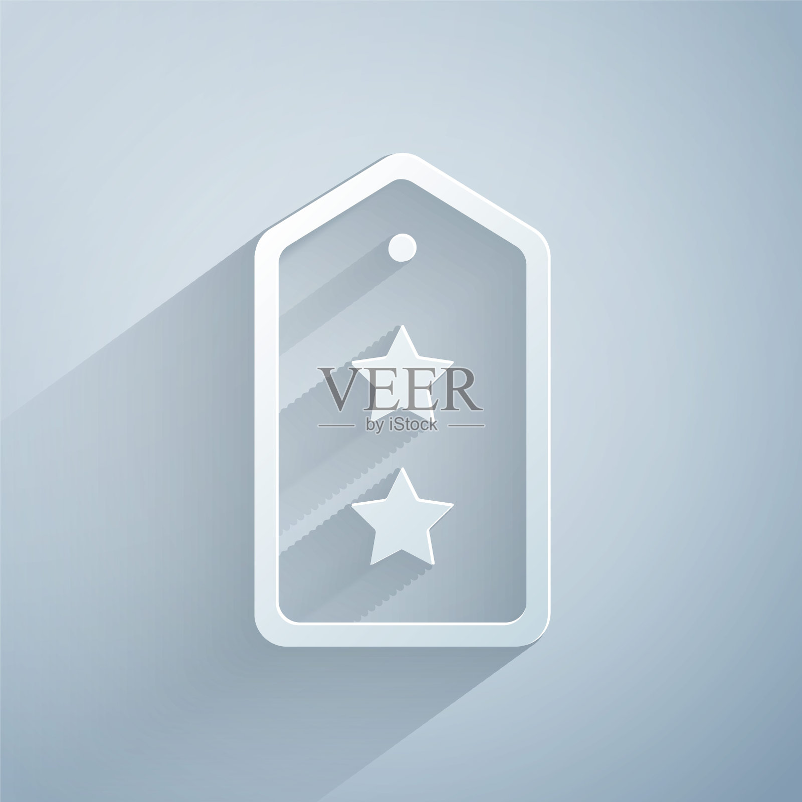 剪纸军阶图标孤立的灰色背景。军事徽章标志。纸艺术风格。向量插画图片素材