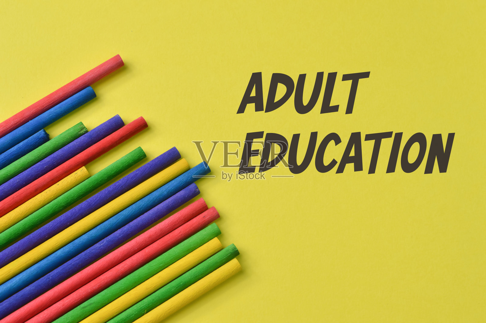 彩色木棒与文字成人教育照片摄影图片