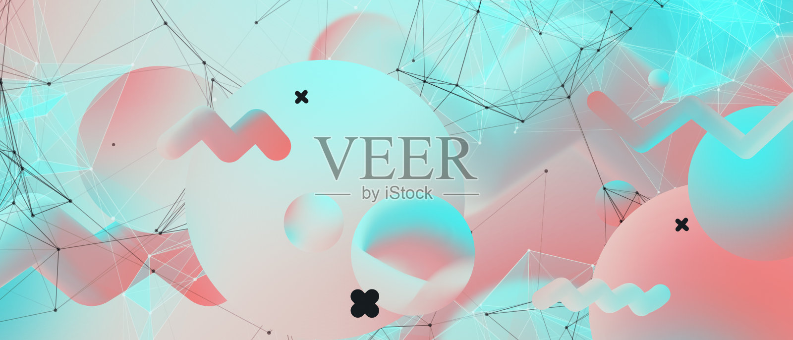 以几何、包豪斯和当代艺术的流动形态，创造至上的网络概念。插画图片素材