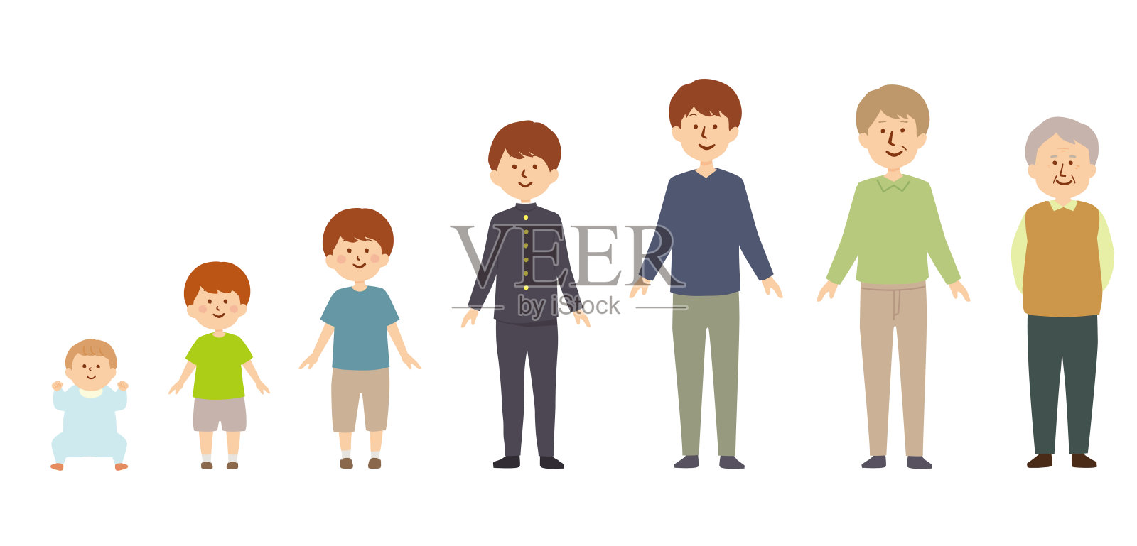 男人变老的矢量图插画图片素材