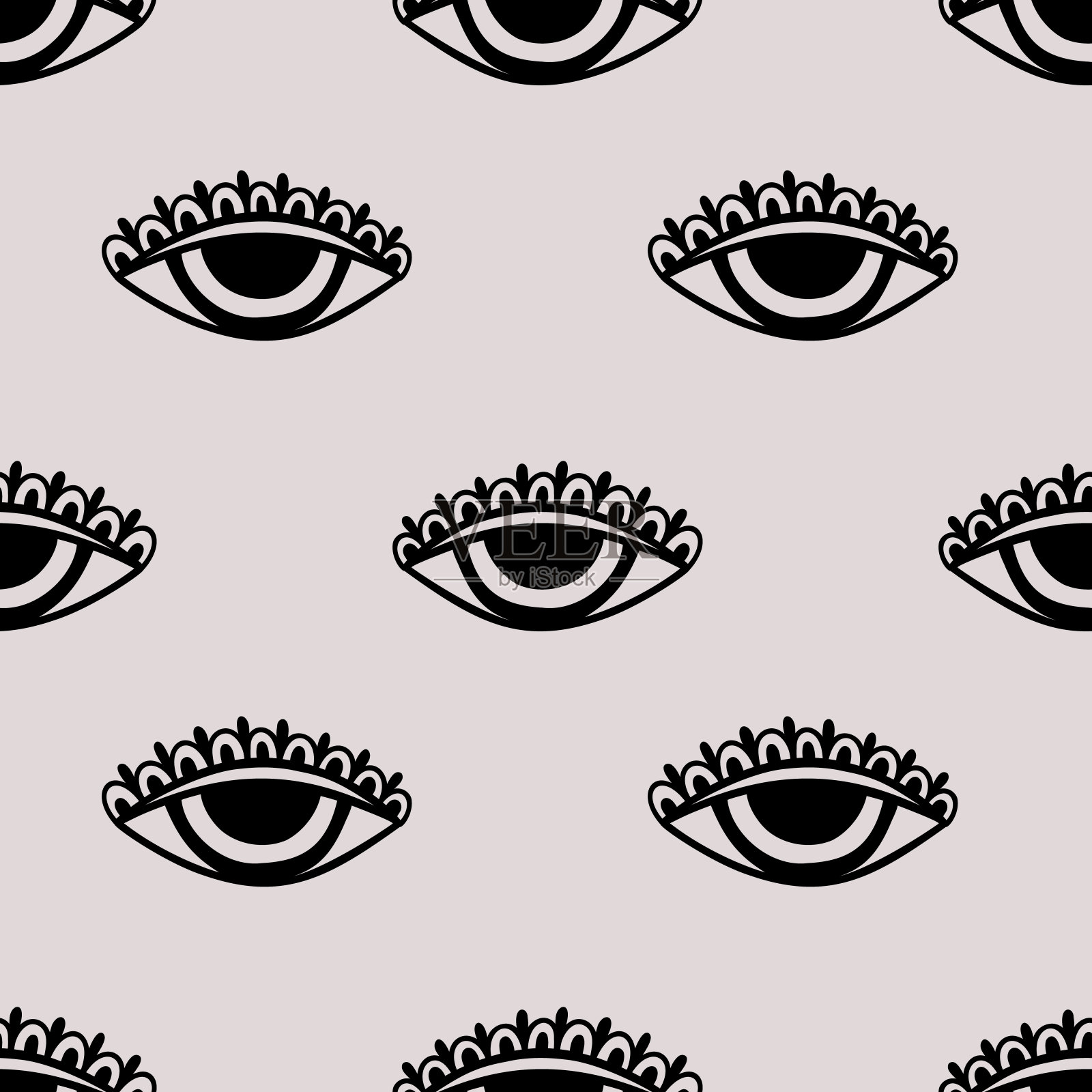 无缝图案邪恶之眼第三元素手绘。神秘的象征，真实的图标。插画图片素材