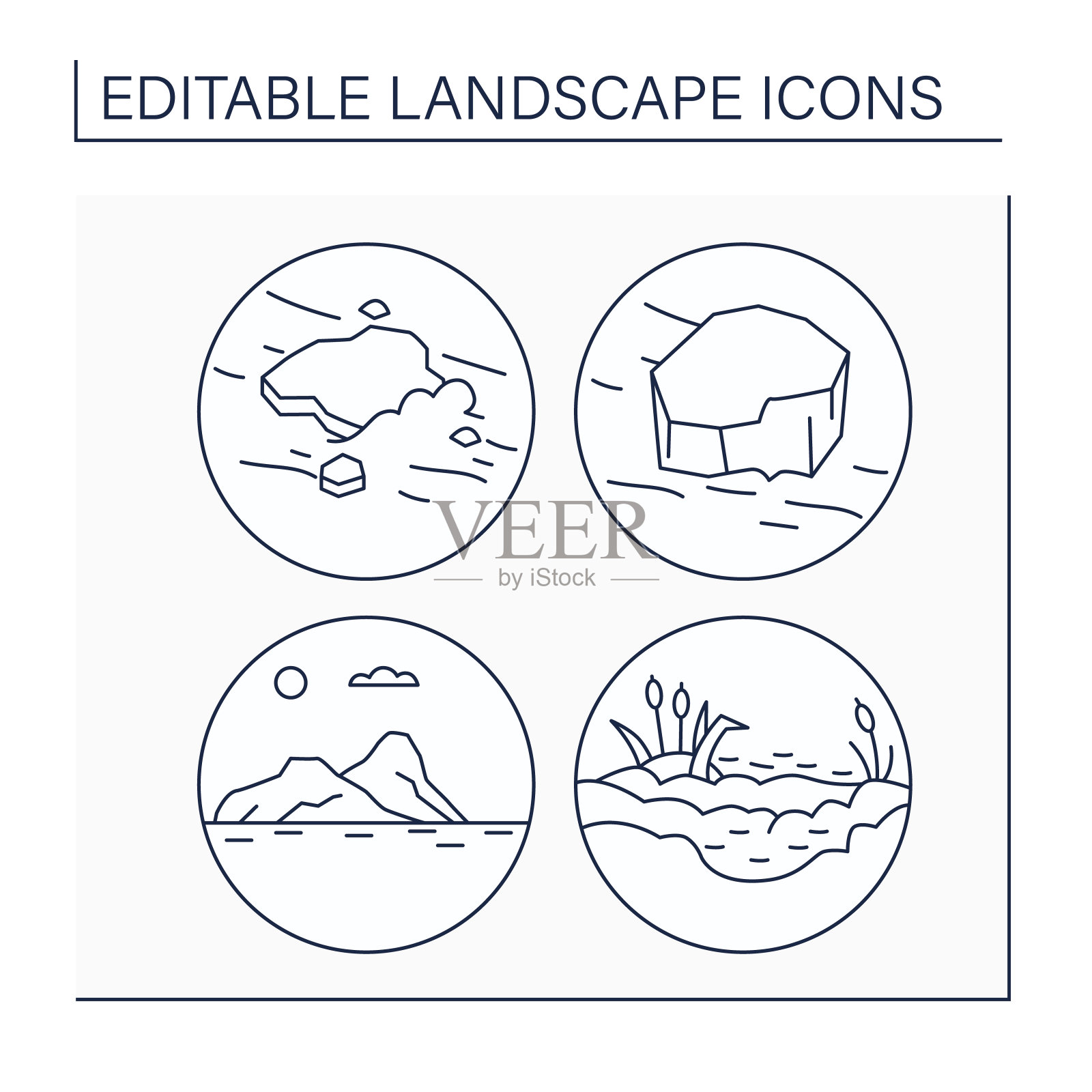 设置横向线条图标插画图片素材