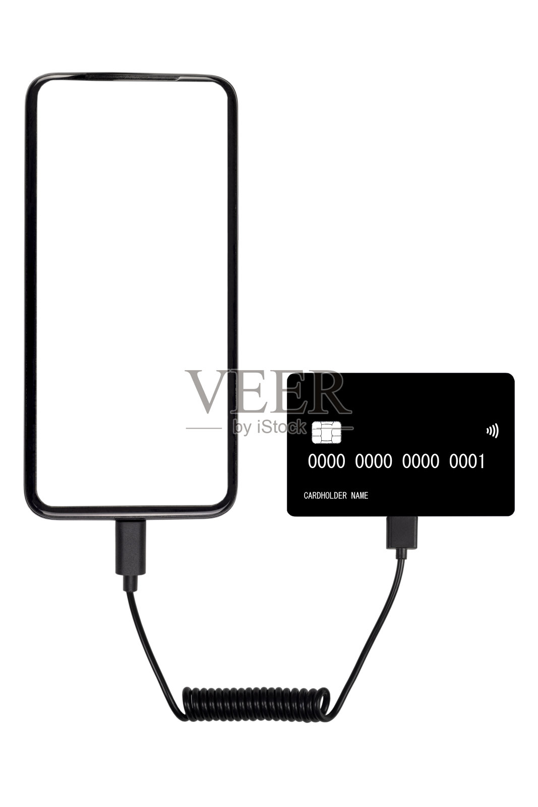 用数据线连接银行卡的智能手机照片摄影图片