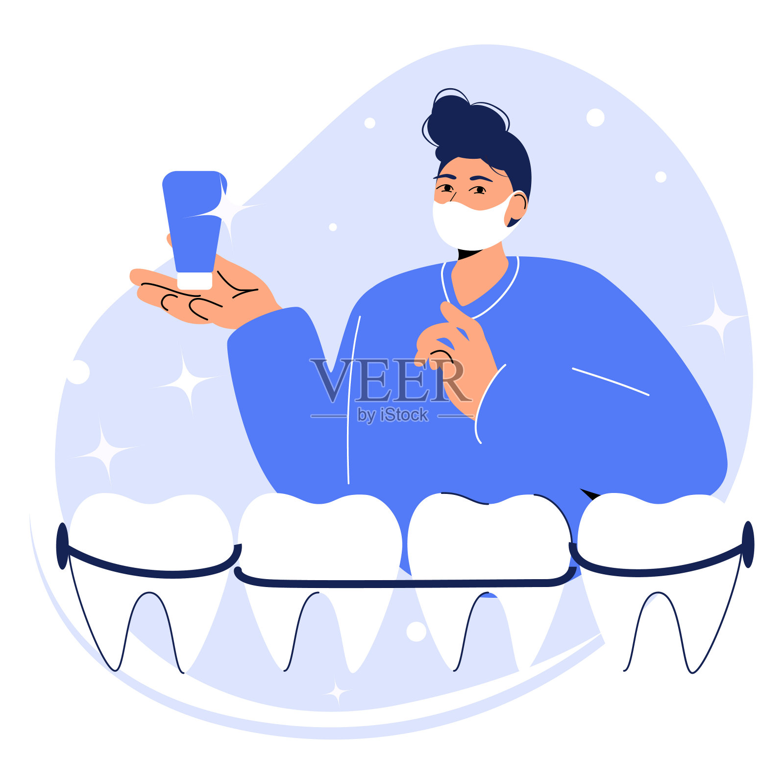 牙科板、儿童牙套、美容牙科抽象概念插画图片素材