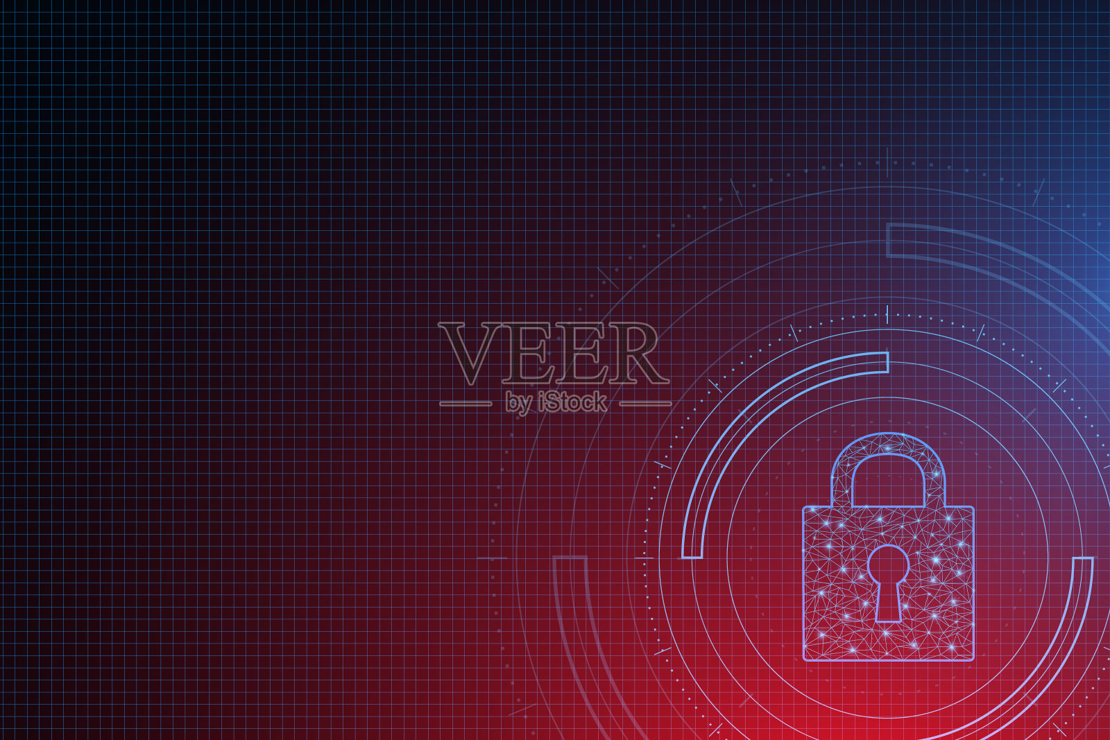 网络安全技术概念，带钥匙孔图标的屏蔽电路板，个人数据，插画图片素材