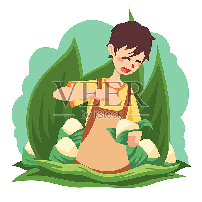 学习包粽子插画元素插画图片素材