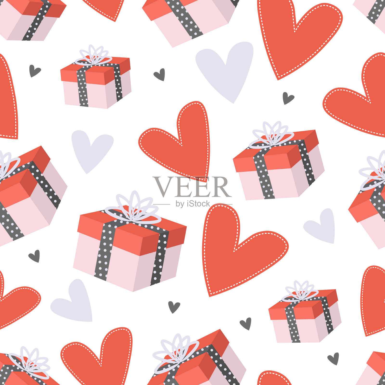 可爱的无缝图案情人节插画图片素材