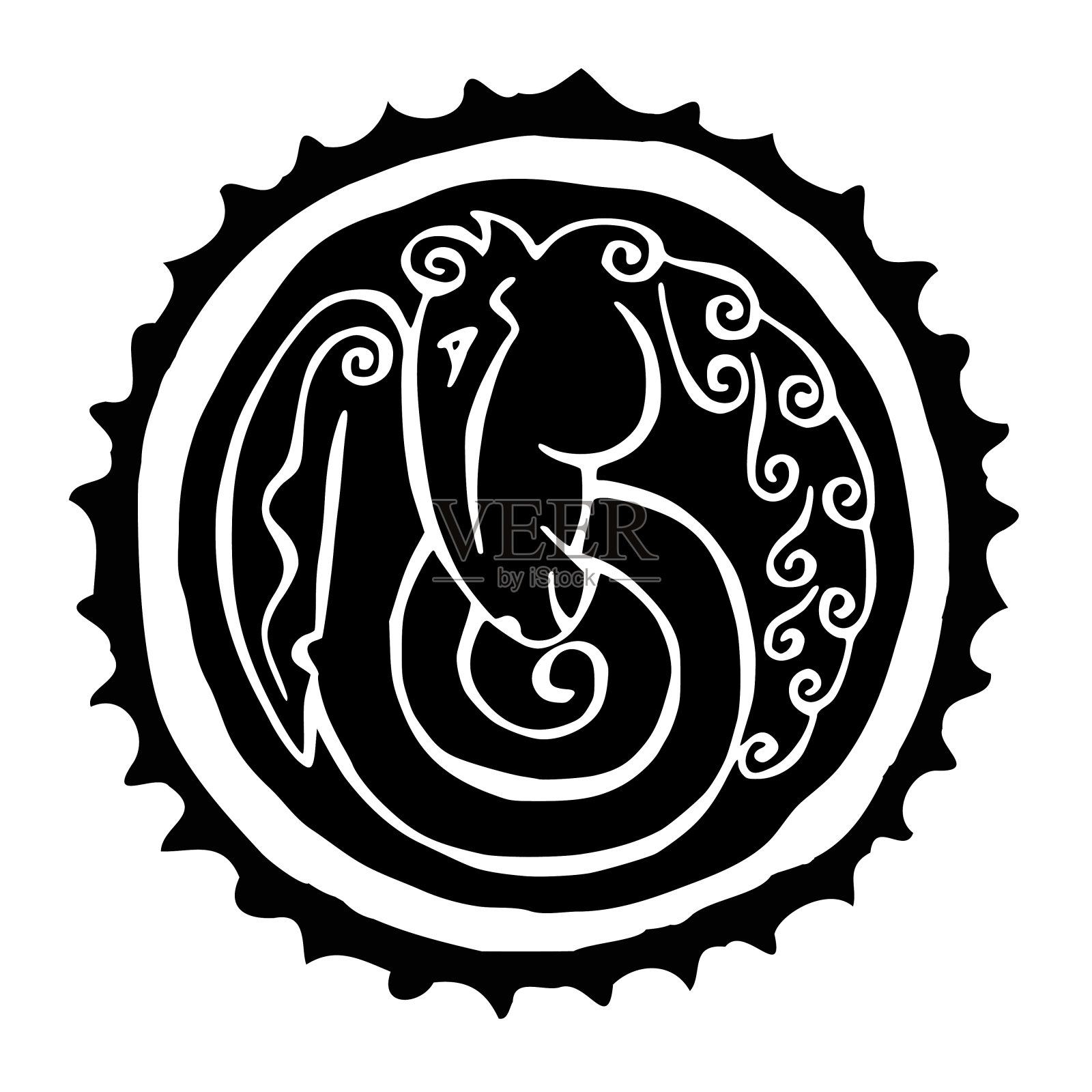 斯基泰艺术主题素描，马的象征形象插画图片素材